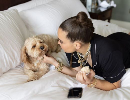 Olivia Amato with her dog, Tobi.